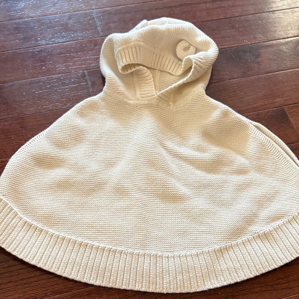 Gap Cozy Cream Hooded Sweater Poncho